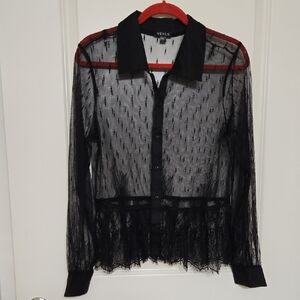 VENUS Black Sheer Lace Blouse